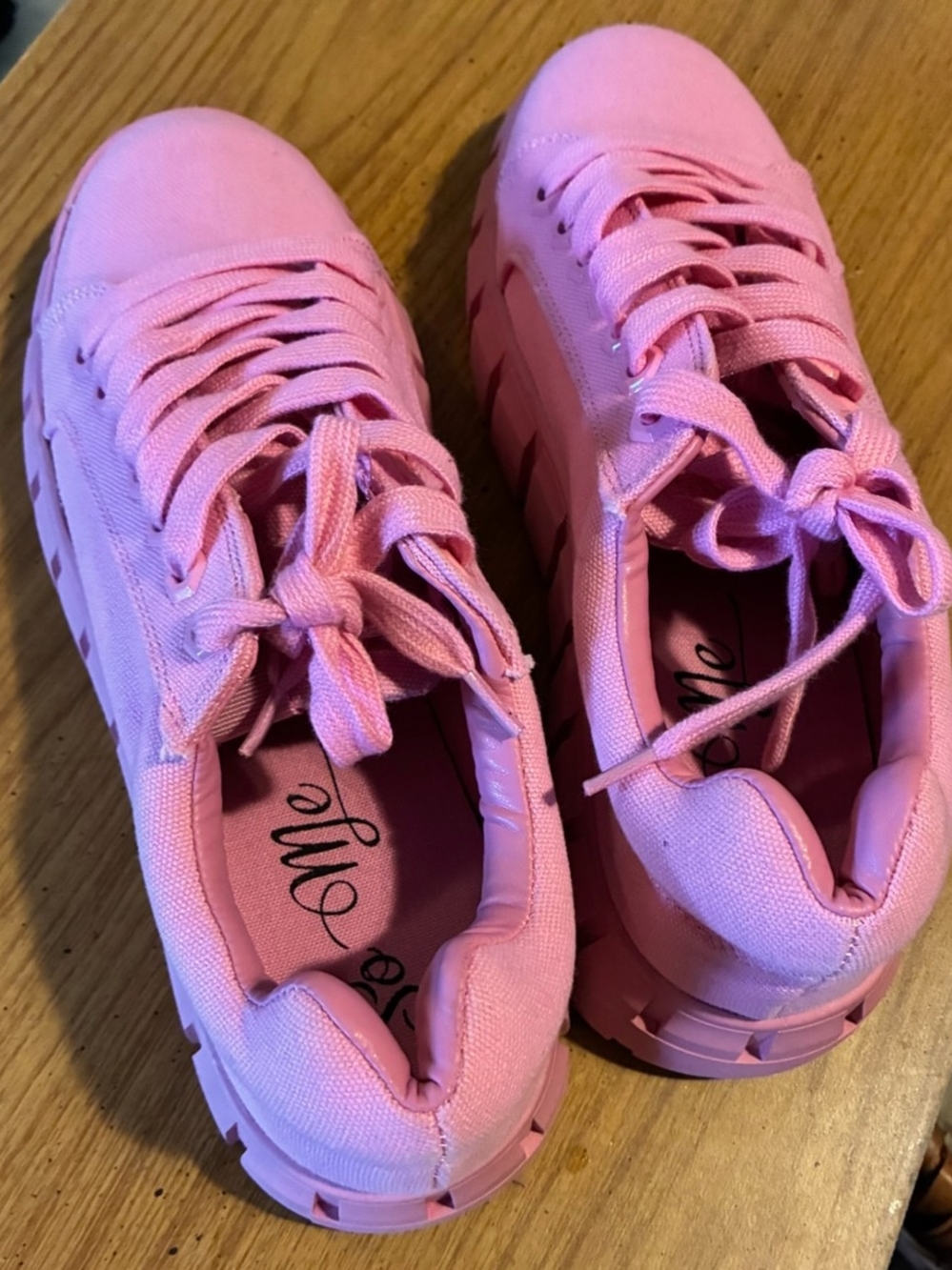 So Me Pink Platform Lace-Up Sneakers